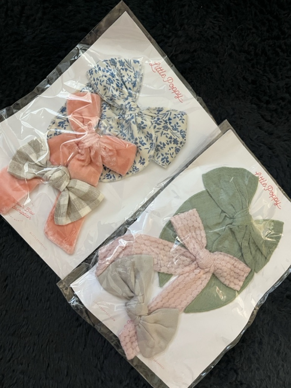 Little Poppy Girls' Pink & Sage Bow Headband Set
